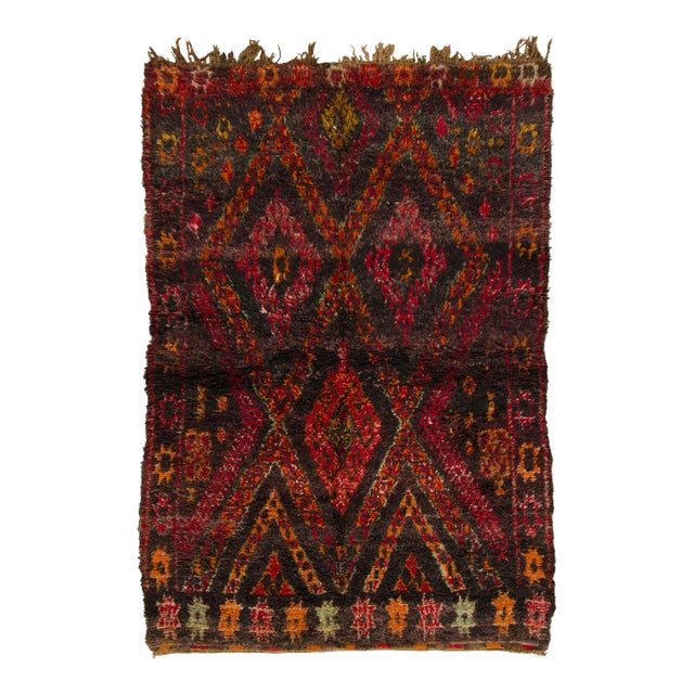 Vintage Moroccan Berber Rug in Dark Red & Orange by Rug & Kilim, 1950-1959 For Sale