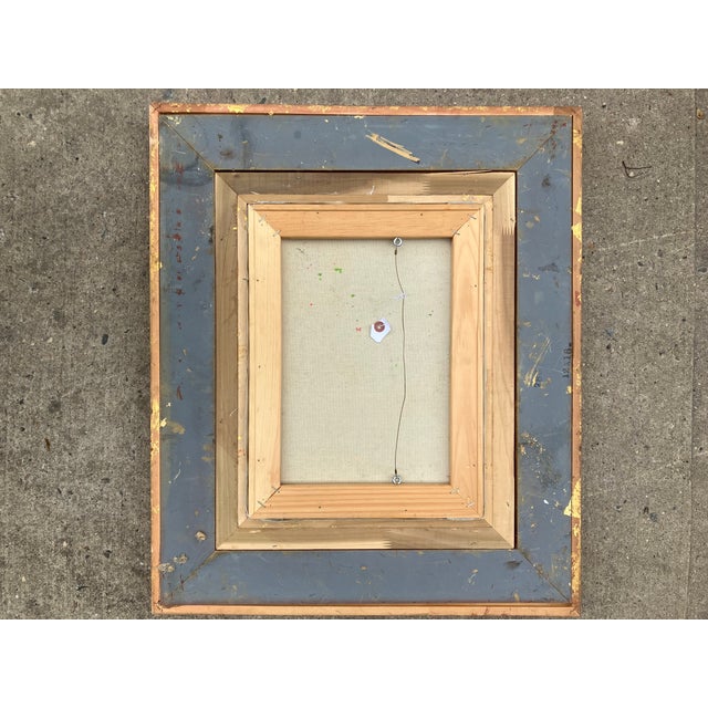 1980’s Original Contemporary Impressionist Garden Landscape Painting Chunky Gold Frame For Sale - Image 4 of 4