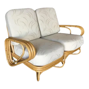 Restored "Triple Triangle" 3-Strand Sectional Settee With Arched Base