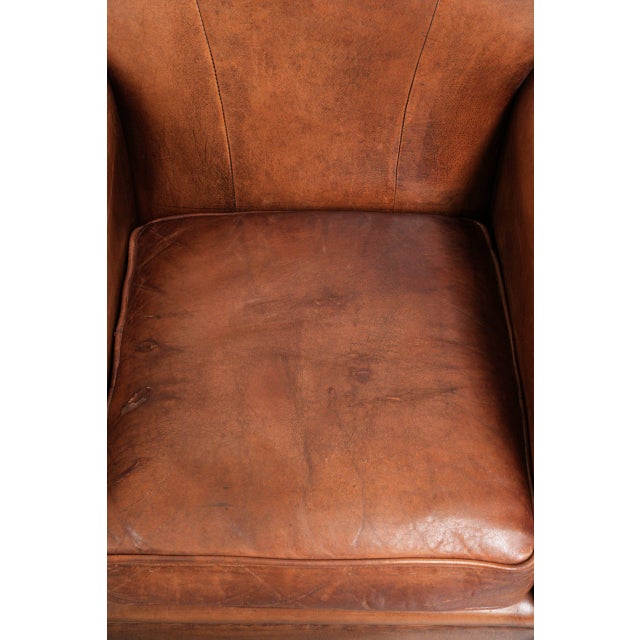 Vintage Sheepskin Armchair with Decorative Nails For Sale - Image 6 of 13