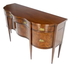 Baker Crotch Mahogany Serpentine Front Federal Sideboard Credenza Cabinet
