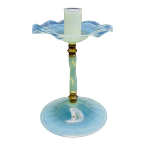 Antique Fry Foval Opaline Glass Single Candlestick Circa 20s'