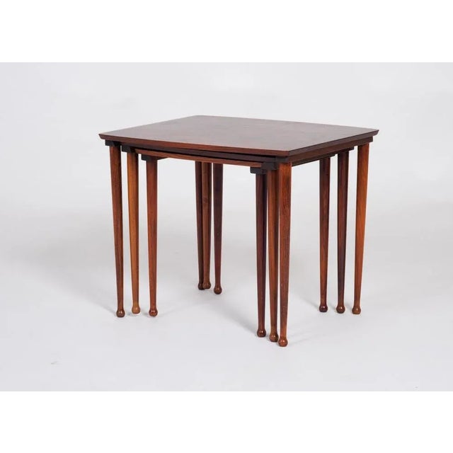 Danish Nesting Tables in Rosewood from Møbel Intarsia, 1960s, Set of 3 For Sale - Image 5 of 11