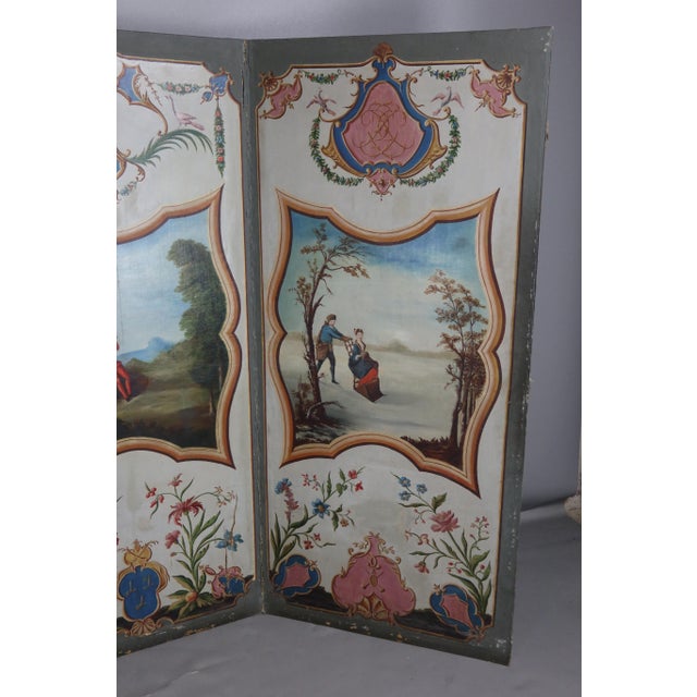 Screen with Oil Painting, 1800s For Sale - Image 9 of 12