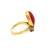 Late 20th Century Coral Diamond Oval Ring 18k Yellow Gold Retro Leaf Design For Sale - Image 5 of 6