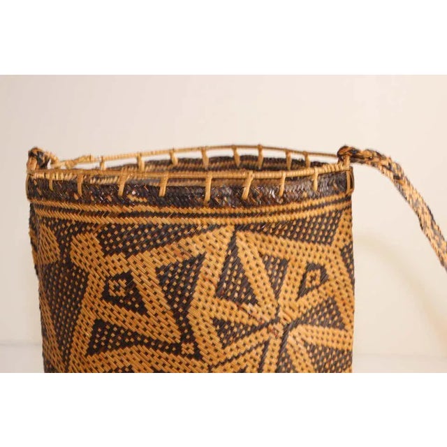 Handmade ethnic aged Borneo Ajat basket made from natural Rattan. Motifs of Burung Kenyalang / Hornbill Bird. Traditional...