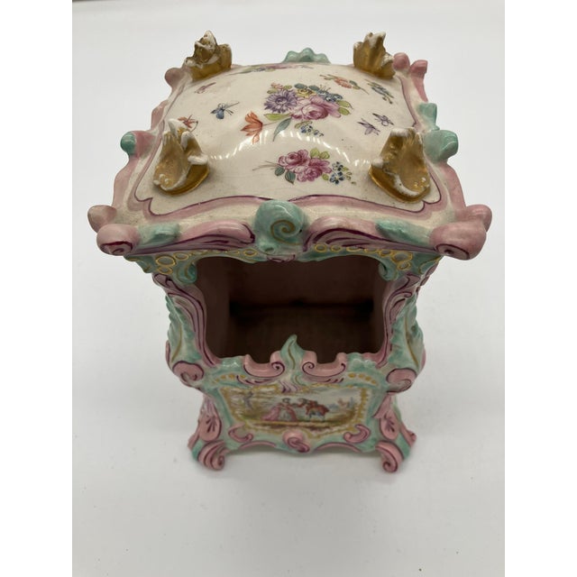 Ceramic Antique Large French Pink Faience Sedan Chair Double Sword Mark For Sale - Image 7 of 16