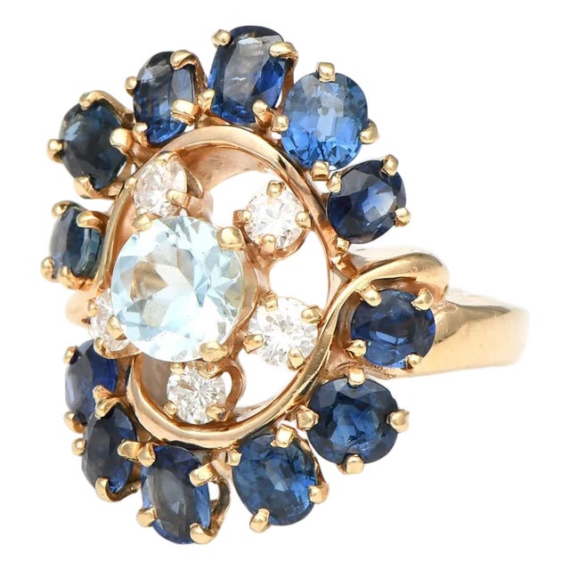 14KY Vintage Multi-Gem(4.60) Ring, size 6.25 For Sale