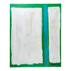Contemporary Abstract Color Block Green Blue White Painting