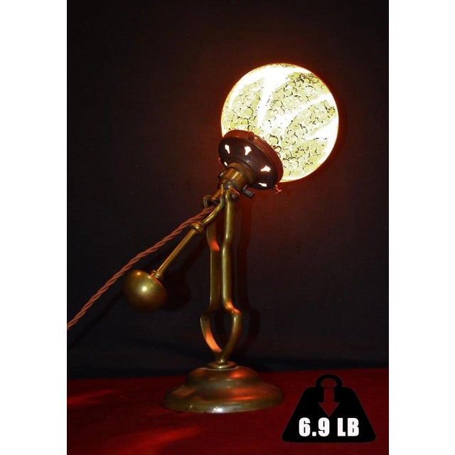 Art Deco Brass Maritime Gimbal Lamp with Coloured Glass Shade, 1920s For Sale - Image 3 of 18