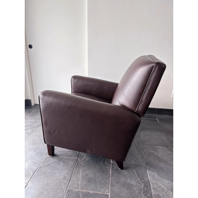 Room & Board Room & Board Art Deco Style Leather Recliner Club Chair For Sale - Image 4 of 10