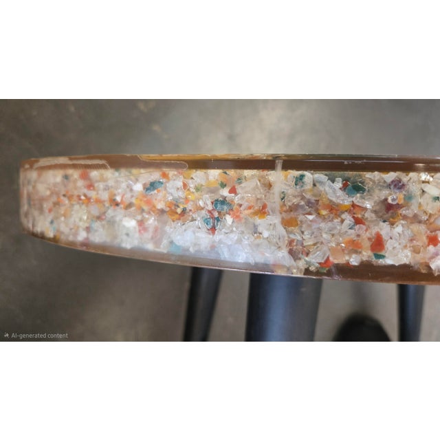 Vintage Stone and Resin Top Side Table For Sale - Image 4 of 8