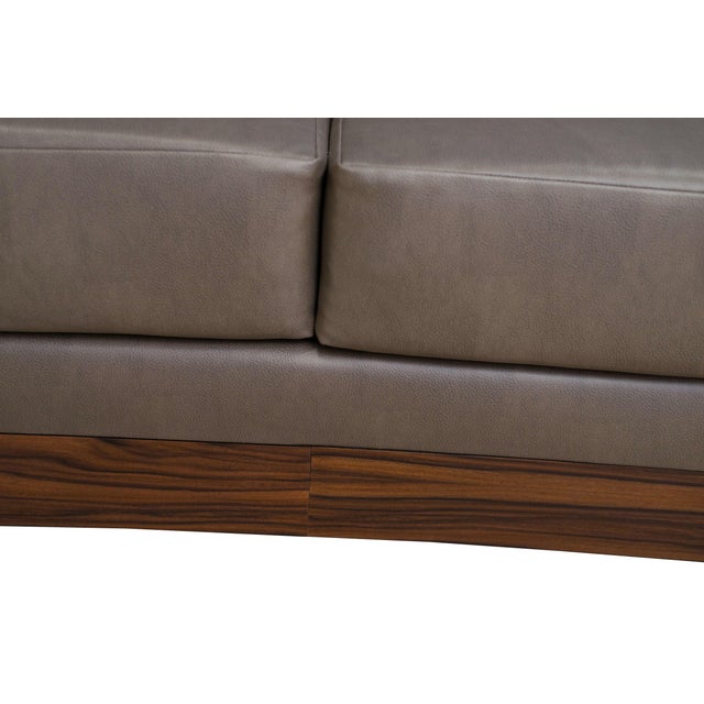 Contemporary Extra Long Taupe Leather Sofa Chairish