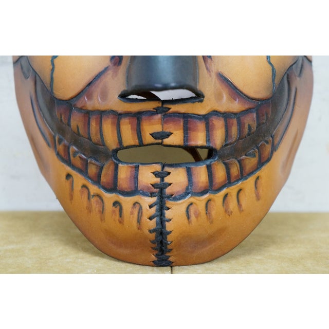 Leather Skull Face Mask Day of the Dead Carnival Mardi Gras Halloween For Sale - Image 6 of 12