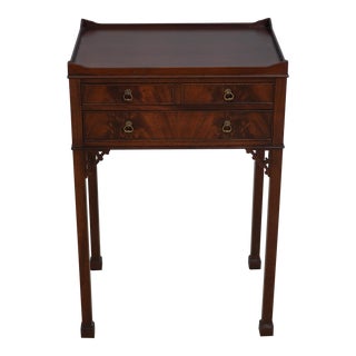 Vintage Chippendale Mahogany 2 Drawer Nightstand For Sale