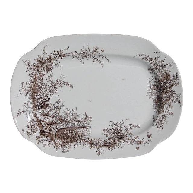 Antique "Edge, Malkin & Co" Staffordshire Aesthetic Movement Era Transferware Platter For Sale