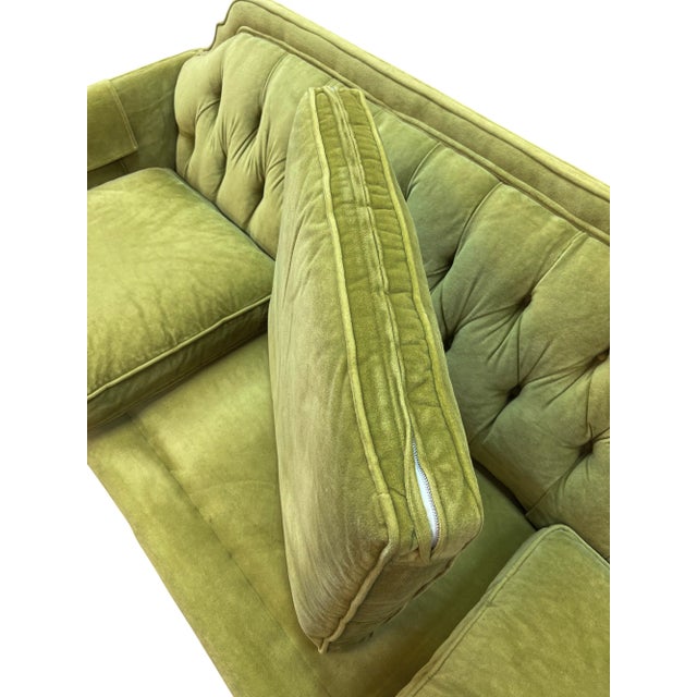 Chartreuse Mid-Century Modern Chartreuse Velvet Sofa For Sale - Image 8 of 8