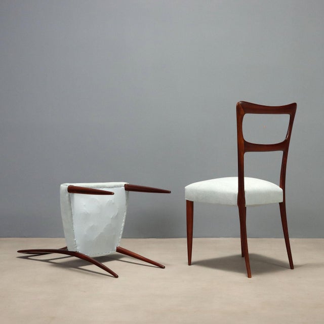 Brown Vintage Chairs in Mahogany and Fabric, Italy, 1950s, Set of 4 For Sale - Image 8 of 9