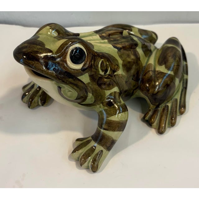 Great looking large ceramic frog marked USA on bottom.