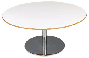 Modern Italian Round Coffe Table in White Wood and Metal, 1980s