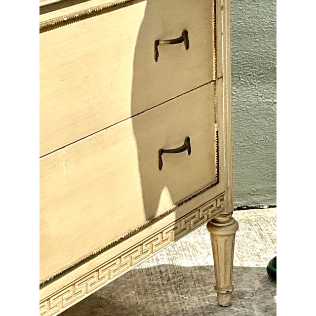 Cream Vintage Distressed Greek Key Chest of Drawers For Sale - Image 8 of 12