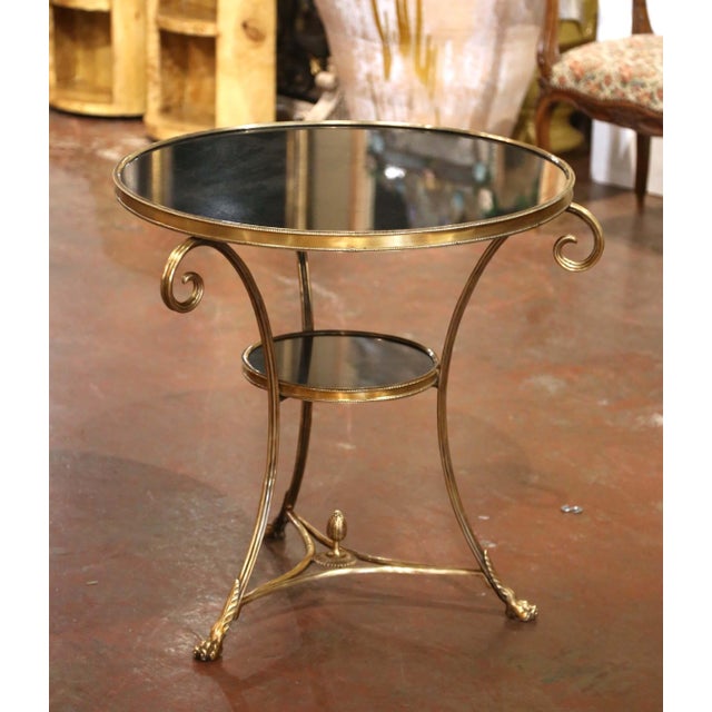 Metal Early 20th Century French Directoire Brass and Bronze Two-Tier Guéridon Table For Sale - Image 7 of 8