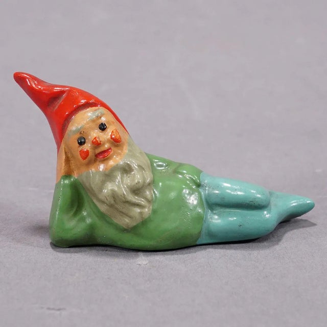 Five Tiny Terracotta Garden Gnomes, Germany Ca. 1950s For Sale - Image 6 of 8