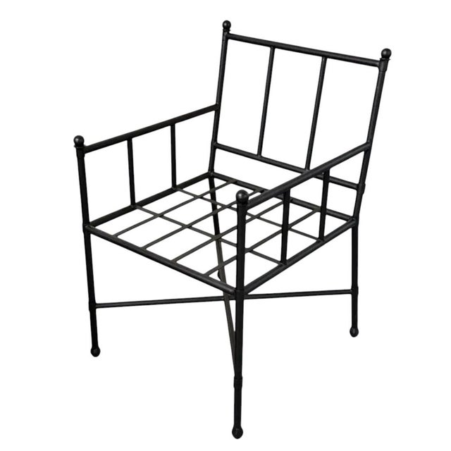 Traditional Classic Campaign-Style Wrought Iron Lounge Armchair For Sale - Image 3 of 11