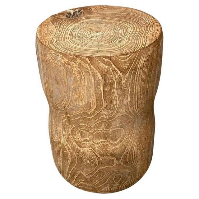 Andrianna Shamaris Hand Carved Teak Wood Side Table or Stool For Sale - Image 15 of 18