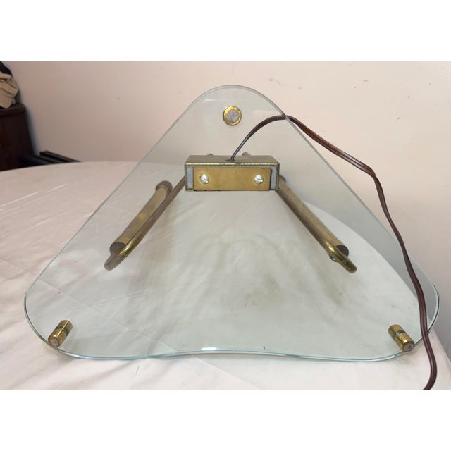 Vintage Mid Century Modern Fontana Arte Glass and Brass Triangular Lamp For Sale - Image 14 of 14