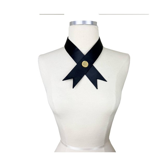 Chanel Rare Black Silk Gold Plated Medallion Neck Tie Necklace *Marked Chanel *Made in France -It is approximately 27"...