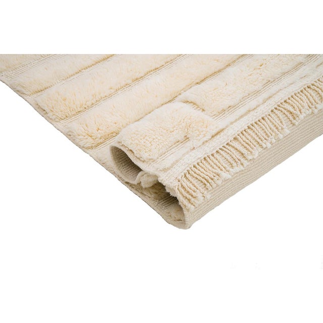 Textile Sculptural Ivory Hand-Knotted Moroccan Wool Rug | 10'8" X 6'11" | One of a Kind For Sale - Image 7 of 8
