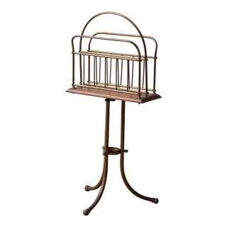 English Brass and Oak Book Stand, 19th Century For Sale