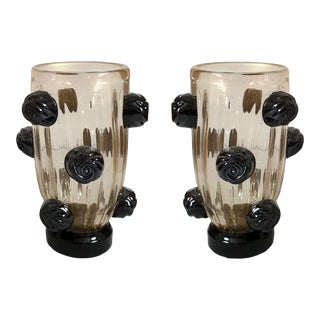 Pair of Mid Century Murano Glass Vases Signed Costantini 1970s For Sale