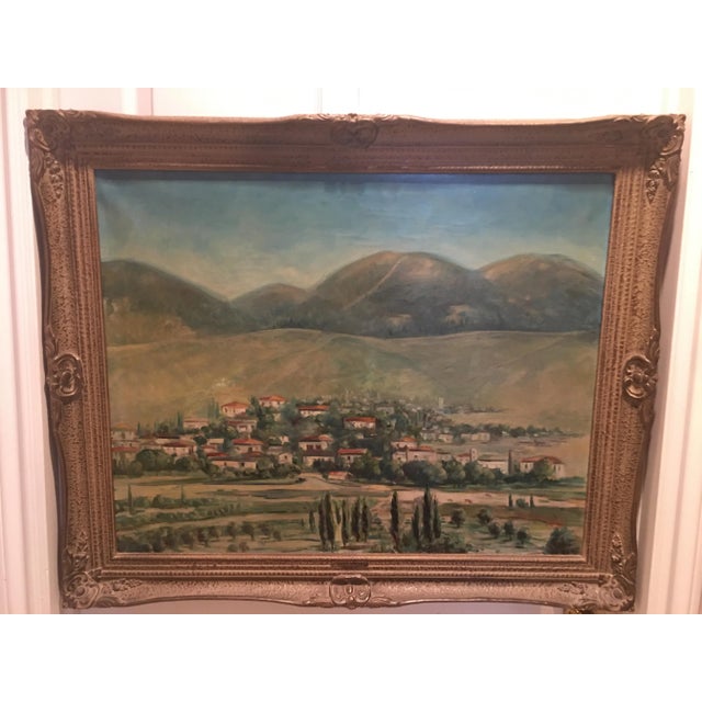 1953 "Tritea Greece" Grecian Landscape Oil Painting by Spacuzza, Framed For Sale - Image 10 of 10
