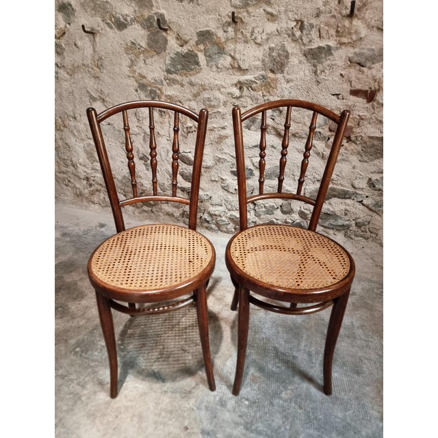 Antique Vienna Bentwood Chairs by Jacob & Josef Kohn, Austria, 1930s, Set of 2 For Sale - Image 16 of 18