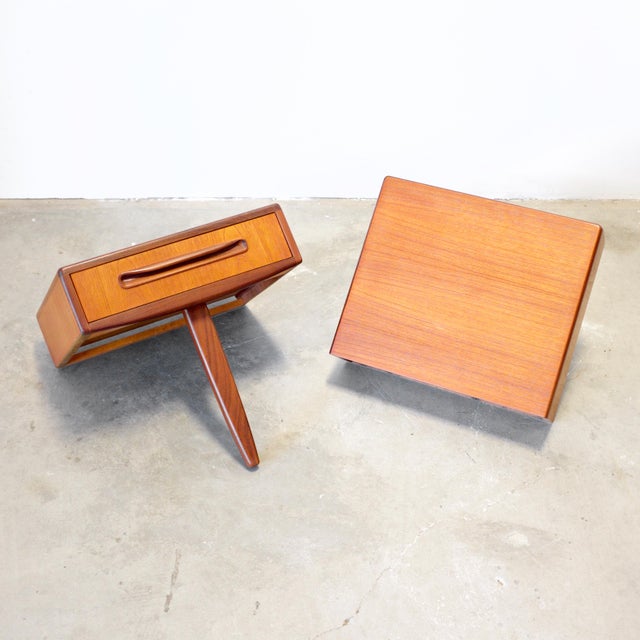 Wood 1960s G-Plan "Fresco" Wall-Mounted Pair of Nightstands, Attributed For Sale - Image 7 of 7