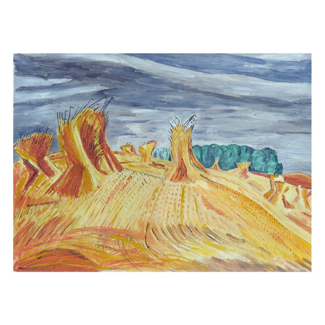 Modernist Wheat Sheaves Landscape by Eleanor Walls Plau For Sale - Image 4 of 6