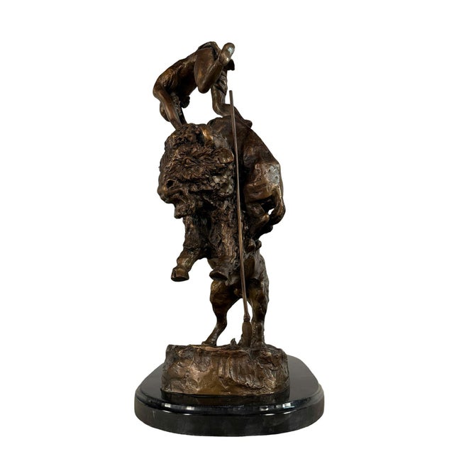 "Buffalo Horse" Signed Bronze Sculpture After Frederic Remington - 22" H For Sale - Image 12 of 13