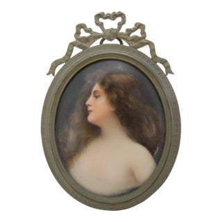 Art Nouveau Hand Painted Miniature Portrait After Angelo Asti Italian Painting For Sale