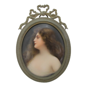 Art Nouveau Hand Painted Miniature Portrait After Angelo Asti Italian Painting