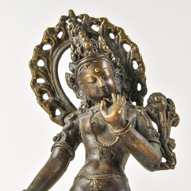 Antique Bronze Goddess Bodhisattva Tara 9.75" Tall For Sale - Image 12 of 18