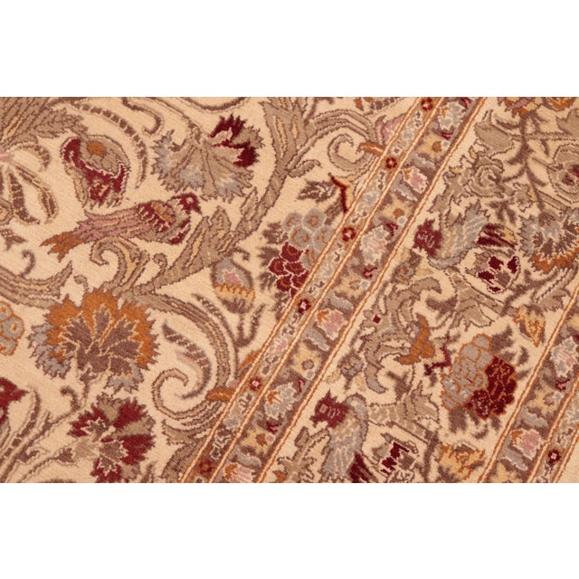 Shabby Chic 1990's Floral Beige/Gray Wool Rug - 6'1'' X 9'10'' For Sale - Image 4 of 9