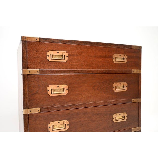 Brown Vintage Military Campaign Style Chest of Drawers, 1930 For Sale - Image 8 of 10