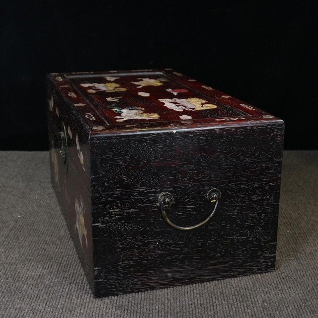 Chinese Zitan Wood Box Inlaid With Mother-of-Pearl Lion Motif For Sale - Image 3 of 9