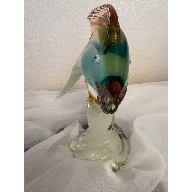 Mid-Century Modern 1960s Murano Aqua, Brown and Pink Blown Glass Sculpture For Sale - Image 3 of 7