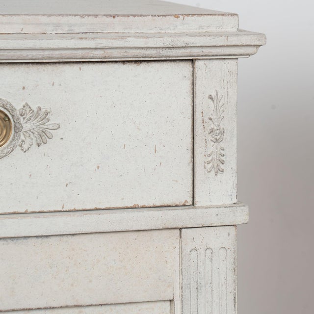 Pair 19th Century Swedish Gustavian White Painted Narrow Cabinets For Sale - Image 13 of 18