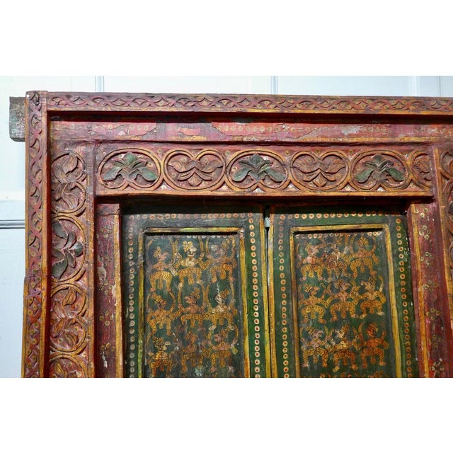 Anglo Indian Painted Doors in Original Frame, 1880s For Sale - Image 6 of 11