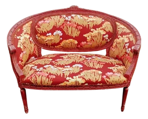 Vintage French Louis XVI Style Carved Fruitwood Settee