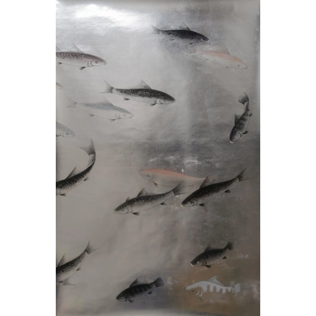 Fish Hand Painted Wallpaper - 1 Panel For Sale
